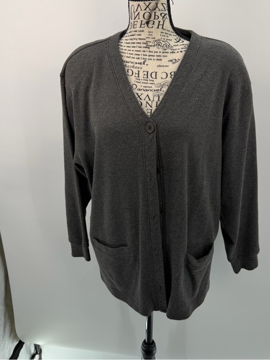 Hasting & Smith Sweaters - Hasting & Smith Petites Charcoal Gray V-Neck Cardigan w/ Pockets | Petite L